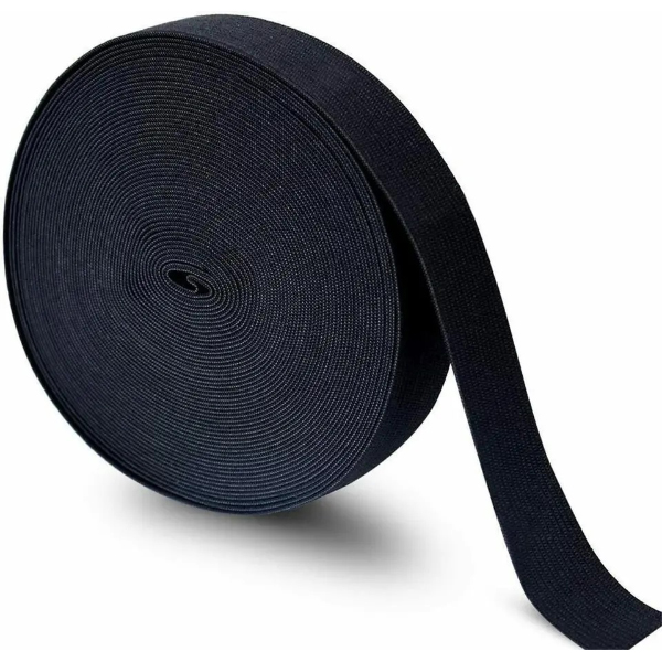 Stretch Flat Elastic webbing 25mm Black Premium Grade