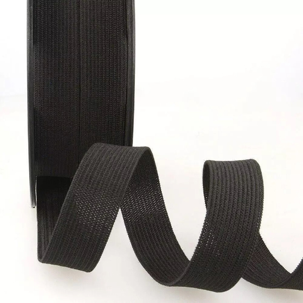 Stretch Flat Elastic webbing 25mm Black Premium Grade